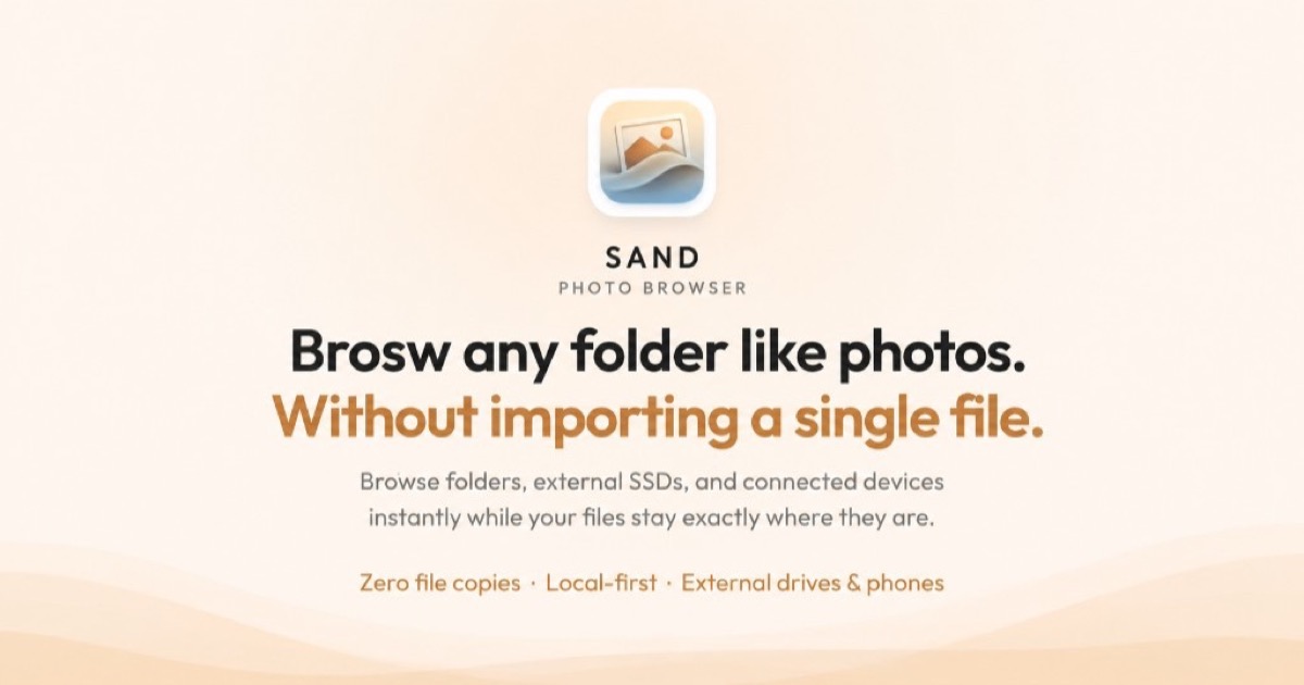 A photo browser for macOS that works directly with folders, drives and cameras logo